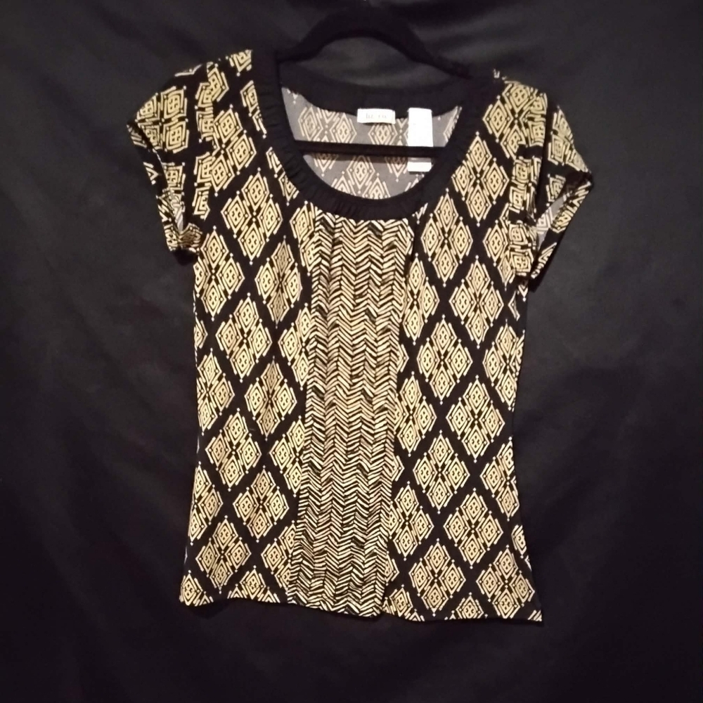 LIZ & CO. Gold And Brown Geometric Pattern / Vintage 80's